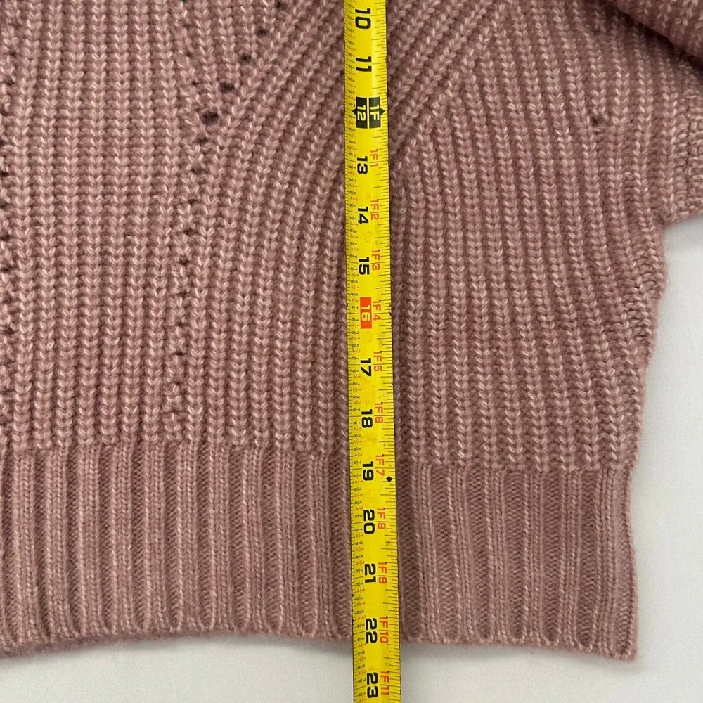 Varley Rogan Cropped Knit Sweater Womens Large Woodrose Pink Turtleneck NWT